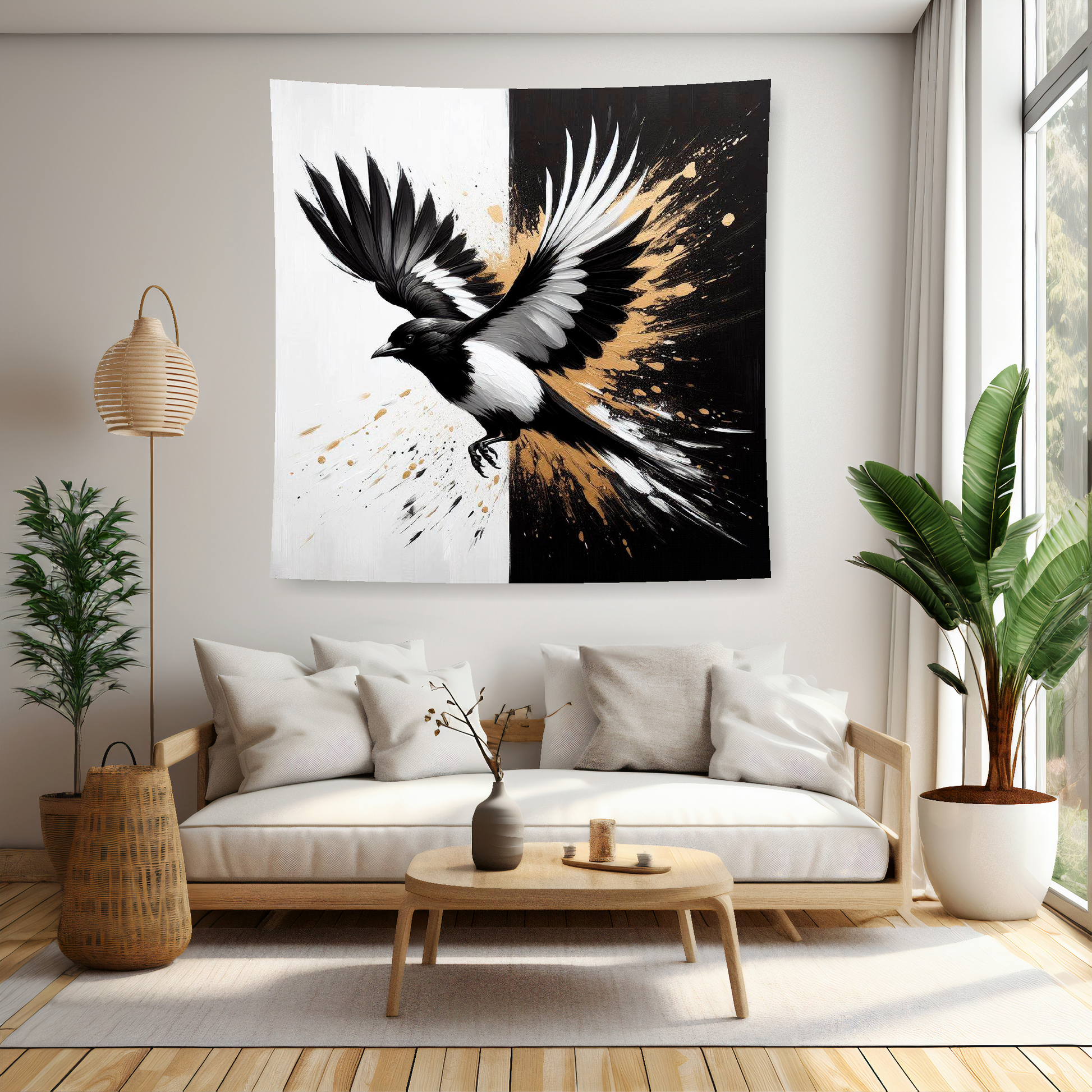 A vibrant 150cm x 150cm large art blanket featuring a colourful themed design inspired by Newcastle United football team. Perfect for football fans to add a touch of team pride and warmth to their home.