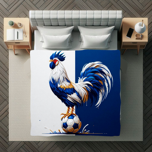 A vibrant 150cm x 150cm large art blanket featuring a colourful themed design inspired by Spurs football team. Perfect for football fans to add a touch of team pride and warmth to their home.